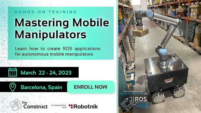 Mastering Mobile Manipulators ROS training by The Construct 2