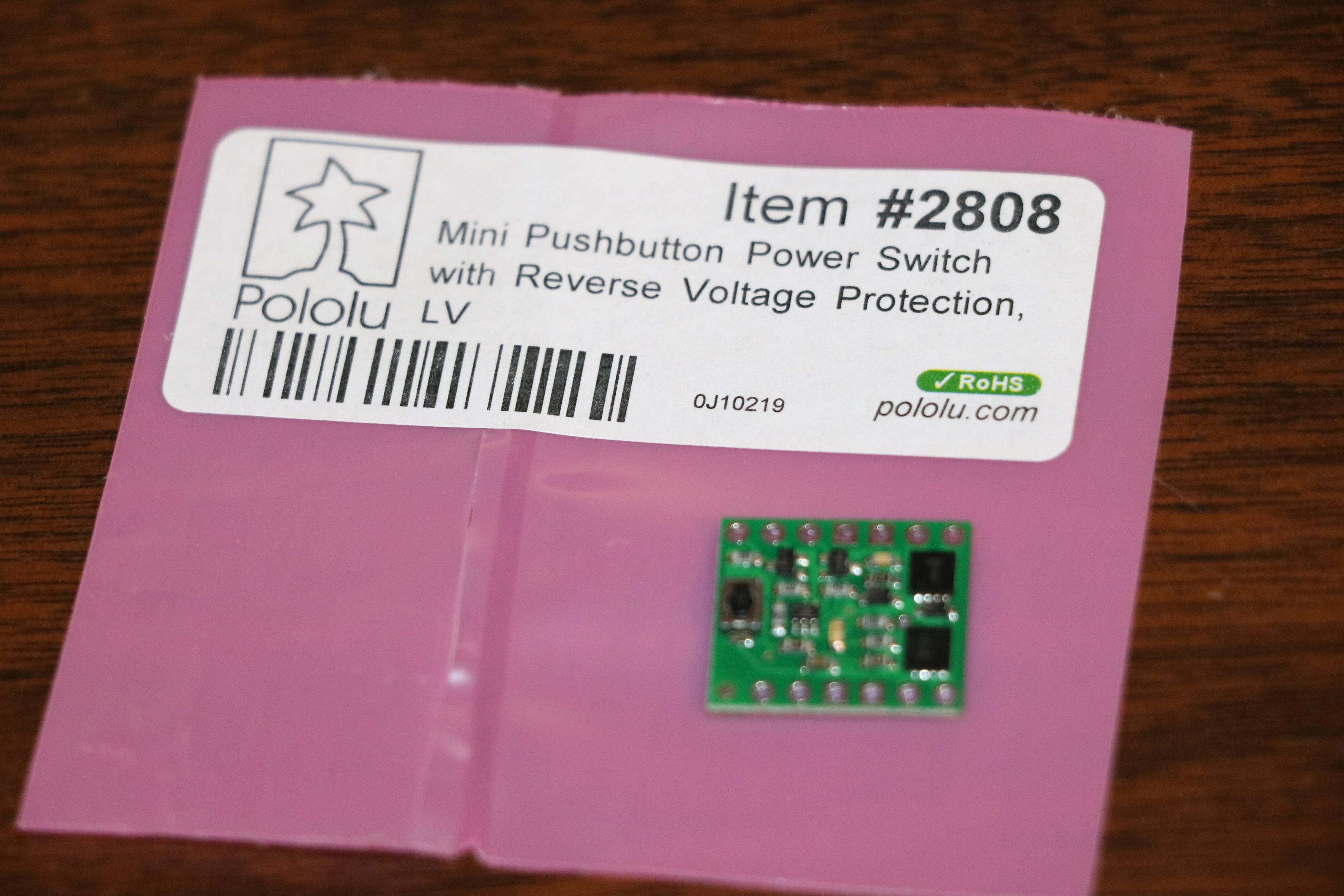 Pololu Mini Pushbutton Power Switch with Reverse Voltage Protection, LV
